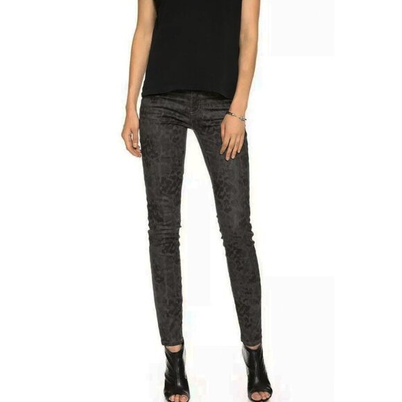 CURRENT/ELLIOTT Ankle Skinny Castle Dirty Paws Gray Coated Jeans NWT Size 28 - Picture 9 of 9